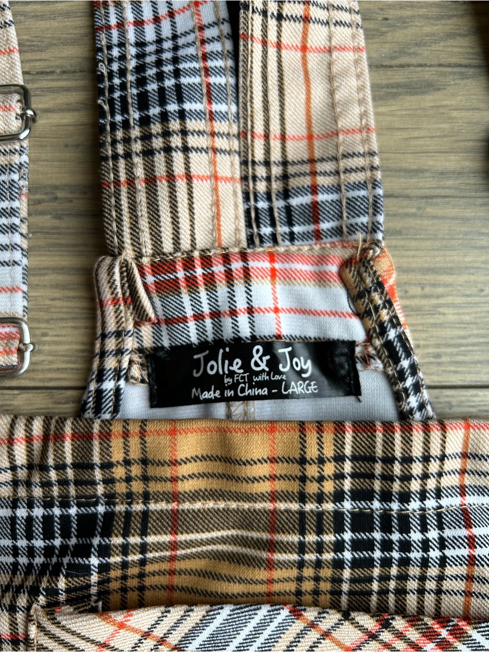 Y2K Jolie & Joy Plaid Pinafore Dress in Camel and Black - Picture 3 of 5